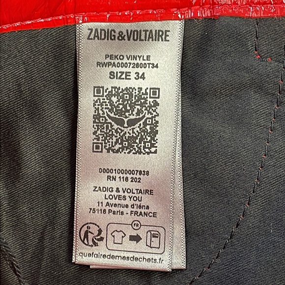 NWT Zadig & Voltaire Peko Skinny Vinyl Trouser Pants Shiny Red Leather Sz 34 - Picture 10 of 16